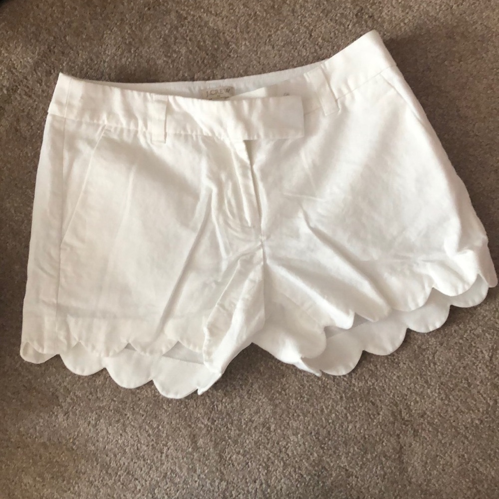 J.Crew white linen scallop shorts